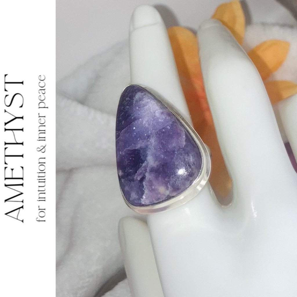 Natural Amethyst Gemstone Handmade Triangle Cut Ring 35$